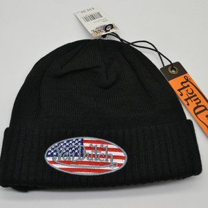 Von Dutch USA FLAG Black Acrylic Beanie Unisex NWT